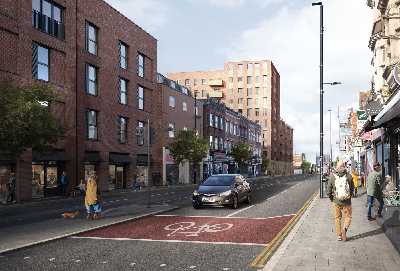 West Hendon Broadway development aerial view showing the waterside location and architectural design